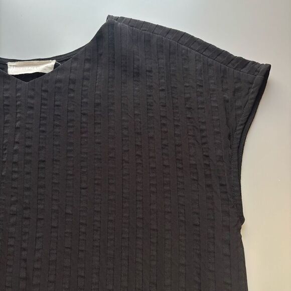 Everlane City Stripe V Neck Top Short Sleeve Pullover Black Shirt oversized - Picture 13 of 16